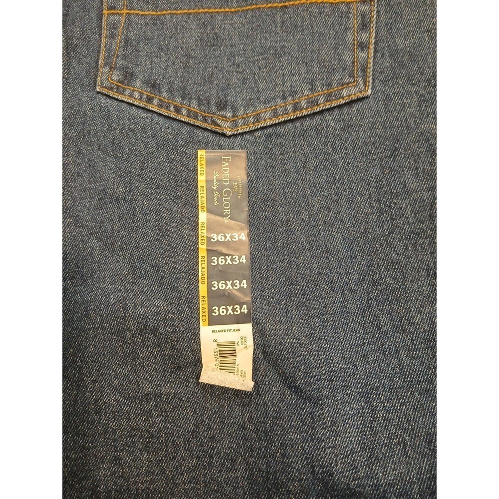 FADED GLORY Relaxed Fit Jeans Men's 36 x 34" 5 Pocket Med Wash New w Tags - Picture 11 of 11
